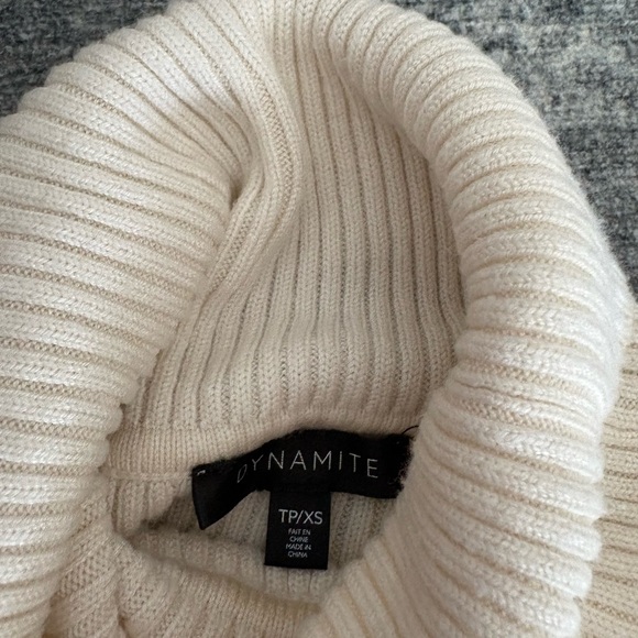 Dynamite Cream Ribbed Turtleneck Sweater - Picture 2 of 2